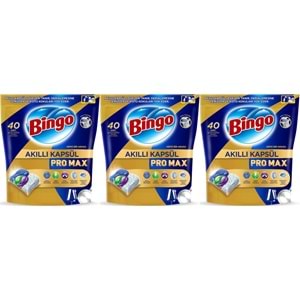 Bingo Akıllı Kapsül Pro Max Bulaşık Makinesi Deterjanı Tableti 120 Adet Limon Kokulu (3PK*40)