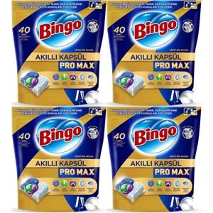 Bingo Akıllı Kapsül Pro Max Bulaşık Makinesi Deterjanı Tableti 160 Adet Limon Kokulu (4PK*40)