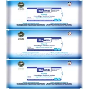 BlueWhite Yetişkin Hasta Perine Bölgesi Temizleme Mendil-Havlusu (3 lü set) 50 Yaprak Hijyenik