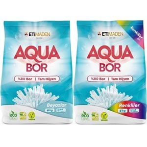 Boron AquaBor Matik Toz Çamaşır Deterjanı 12KG Beyazlar+Renkliler 80 Yıkama (2PK*6KG)