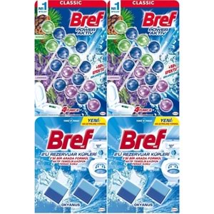 Bref Power Aktiv Klozet Bloğu Çam ve Lavanta Kokulu - Koku Giderici Jel Küpü (Karma 4 Lü Set)