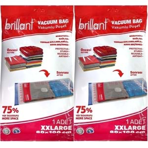 Brillant Vakumlu Poşet/Hurç 80*100CM XXLarge (İç Adet 1) (2 Li Set)