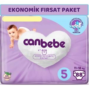 Canbebe Bebek Bezi Beden:5 (11-18Kg) Junior 88 Adet Ekonomik Fırsat Pk