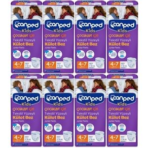 Canped Kids Çoçuklar İçin Külot Bez Tekstil Yüzeyli Yaş:4-7 (17-30Kg) 72 Adet (8Pk*9)