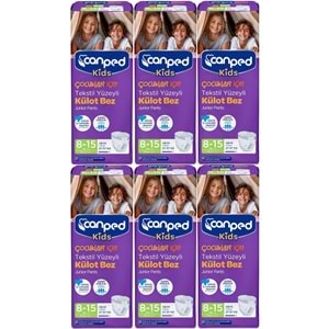 Canped Kids Çoçuklar İçin Külot Bez Tekstil Yüzeyli Yaş:8-15 (27-57Kg) 48 Adet (6Pk*8)