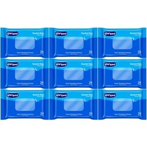 Canped Yetişkin Vücut Temizleme Islak Mendil Havlu 24 Yaprak Seyahat Boy 9 Lı Set (216 Yaprak)
