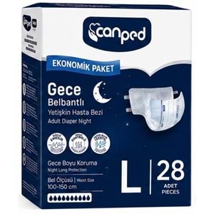 Canped Yetişkin Bezi Bel Bantlı Gece Night L - Büyük - Large 28 Adet
