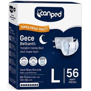 Canped Yetişkin Bezi Bel Bantlı Gece Night L - Büyük - Large 56 Adet
