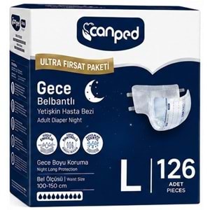 Canped Yetişkin Bezi Bel Bantlı Gece Night L - Büyük - Large 126 Adet