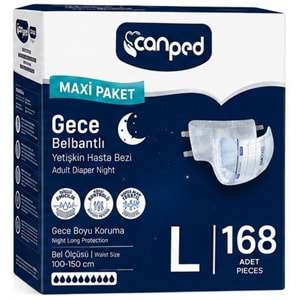 Canped Yetişkin Bezi Bel Bantlı Gece Night L - Büyük - Large 168 Adet
