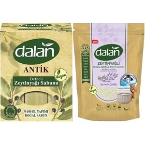 Dalan Antik Defneli Zeytinyağı Sabunu 900GR Klasik & Granül Sabun Tozu Lavantalı 1KG Karma 2Li Set