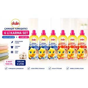 Dalin Çamaşır Yumuşatıcı 1500 ML 6 Lı Karma Set – Bulut Hafifliği + Gün Işığı 9 Litre Hipoalerjenik