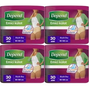 Depend Emici Külot Hasta Bezi Large - Büyük Kadın 120 Adet (4PK*30)