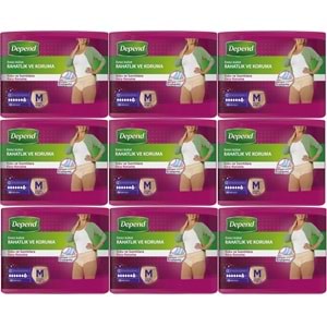 Depend Emici Külot Hasta Bezi Medium - Orta Kadın 90 Adet (9PK*10)
