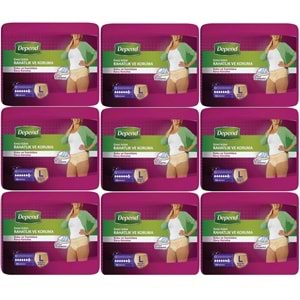 Depend Emici Külot Hasta Bezi Large - Büyük Kadın 90 Adet (9PK*10)