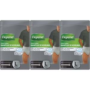 Depend Emici Külot Pants Hasta Bezi L - Büyük - Large Erkek 24 Adet (3PK*8)