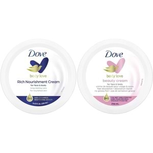 Dove Besleyici El ve Vücut Bakım Kremi 250ML (Rich Nourishment Cream+ Beauty Cream) Karma (2 Li Set)