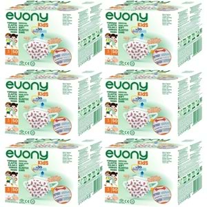 Evony 3 Katlı Filtreli Burun Telli Cerrahi Maske (Kids Çoçuklar İçin) 300 Lü Set (Desenli)