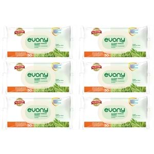 Evony Hijyenik Temizlik Islak Havlu Mendil 50 Yaprak Plastik Kapaklı (6 Lı Set) 300 Yaprak