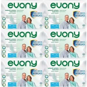 Evony Hasta Bezi Yetişkin Bel Bantlı Tekstil Yüzey M-Orta 180 Adet (6PK*30)