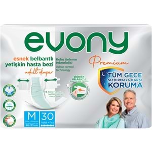Evony Premium Hasta Bezi Yetişkin Bel Bantlı Tekstil Yüzey Orta 30 Adet+ Yatak Koruyucu Örtü 30 Adet