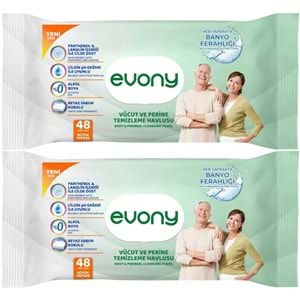 Evony Hasta Vücut Perine Temizleme Islak Mendil Havlu 48 Yaprak XL Banyo Ferahlığı (2 Li Set)