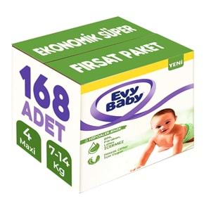 Evy Baby Bebek Bezi 4 Beden 7-14 KG Maxi 168 Adet Ekonomik Süper Fırsat Pk