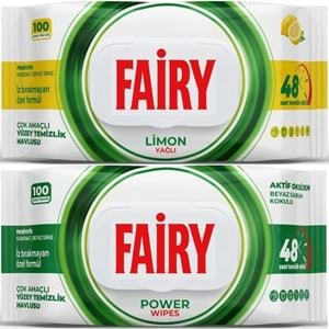 Fairy Yüzey Temizlik Havlusu 100 Yaprak Limon Yağlı & Aktif Oksijen (2 Li Set) 200 Yaprak Karma