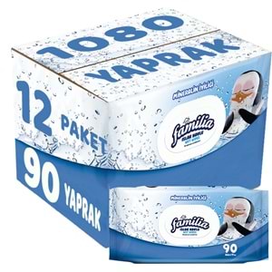 Familia Islak Havlu Mendil Mineralin İyiliği 90 Yaprak Plastik Kapaklı 12 Li Set 1080 Yaprak