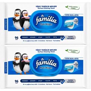 Familia Yüzey Temizlik Havlusu 96 Yaprak Maxi Hijyen Kabartma Doku Plastik Kapaklı 2 Li Set 192 Yprk