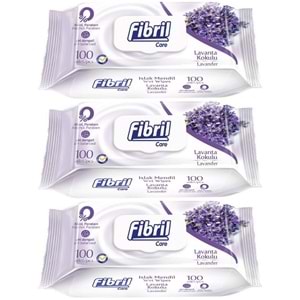 Fibril Islak Havlu Mendil 100 Yaprak Lavanta Plastik Kapaklı (3 Lü Set) 300 Yaprak