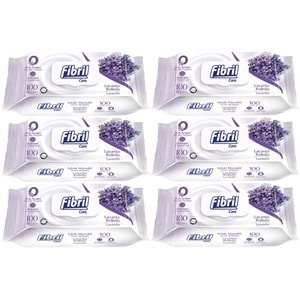 Fibril Islak Havlu Mendil 100 Yaprak Lavanta Plastik Kapaklı (6 Lı Set) 600 Yaprak