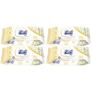 Fibril Islak Havlu Mendil 90 Yaprak Papatya Plastik Kapaklı (4 Lü Set) 360 Yaprak