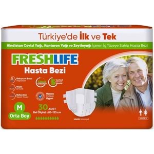 FreshLife Yetişkin Hasta Bezi Bantlı M - Medium - Orta 60 Adet (2PK*30)
