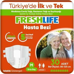 FreshLife Yetişkin Hasta Bezi Bantlı M - Medium - Orta 90 Adet (3PK*30)