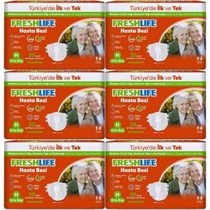 FreshLife Yetişkin Hasta Bezi Bantlı M - Medium - Orta 180 Adet (6PK*30)