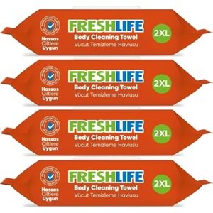 Freshlife Hasta Vücut Temizleme Islak Mendil Havlu 50 Yaprak XL (4 Lü Set)