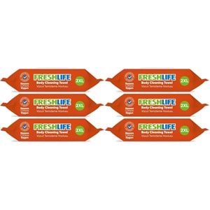 Freshlife Hasta Vücut Temizleme Islak Mendil Havlu 50 Yaprak XL (6 Lı Set)