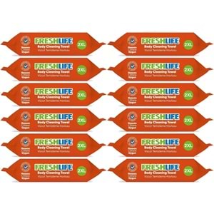 Freshlife Hasta Vücut Temizleme Islak Mendil Havlu 50 Yaprak XL (12 Li Set)