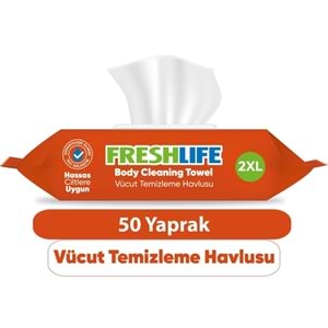 Freshlife Hasta Vücut Temizleme Islak Mendil Havlu 50 Yaprak XL (24 Lü Set)