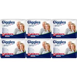 Giggles Hasta Bezi Yetişkin Bel Bantlı Tekstil Yüzey Orta - Medium (M) 180 Adet (6PK*30)