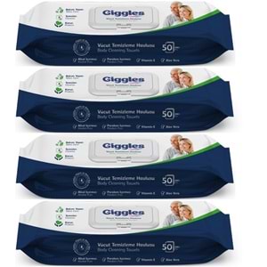 Giggles Yetişkin Vücut Temizleme Islak Mendil Havlu 200 Yaprak XL (Beyaz Sabun Kokulu) (4PK*50)