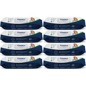Giggles Yetişkin Vücut Temizleme Islak Mendil Havlu 400 Yaprak XL (Beyaz Sabun Kokulu) (8PK*50)