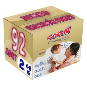 Goon Premium Soft Bebek Bezi Beden:2 (4-8Kg) Mini 92 Adet Jumbo Ekonomik Pk