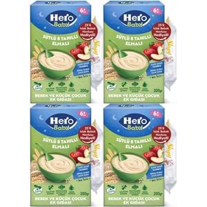 Hero Baby Kaşık Maması 200GR Gece Sütlü Elmalı 8 Tahıllı + Islak Mendil Hediye (4 Lü Set)