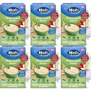 Hero Baby Kaşık Maması 200GR Gece Sütlü Elmalı 8 Tahıllı + Islak Mendil Hediye (6 Lı Set)
