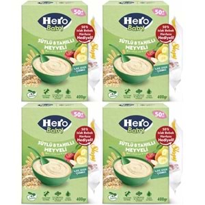 Hero Baby Kaşık Maması 400GR Sütlü 8 Tahıllı Meyveli + Islak Mendil Hediye (4 Lü Set)