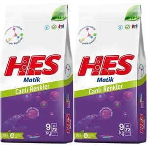 HES Matik Toz Çamaşır Deterjanı 18KG Color/Renkliler (144 Yıkama) (2PK*9KG)