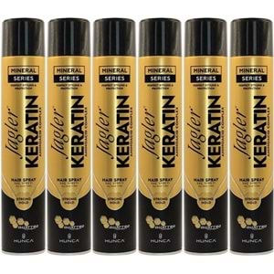 Jagler Saç Spreyi 400ML Keratinli Keratin Strong Hold - Minarelli - Ekstra Sert (6 Lı Set)