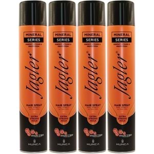 Jagler Saç Spreyi 400ML Extra Strong Hold - Ekstra Güçlü Tutuş (Turuncu) (4 Lü Set)